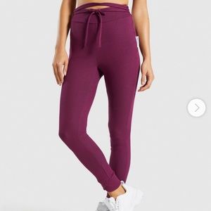 Gymshark dark ruby ribbed slounge leggings